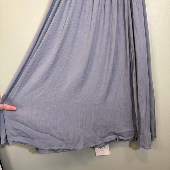 Free People Braided Halter Maxi Dress Large Gray Boho Casual Summer Gauze A-Line - Picture 8 of 12